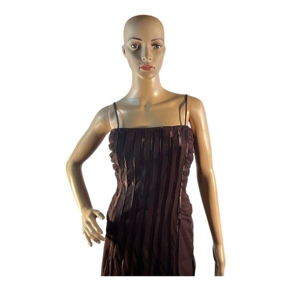 KM COLLECTIONS Women’s Brown Spaghetti Sleeves Maxi Dress Size 10 - Picture 3 of 14